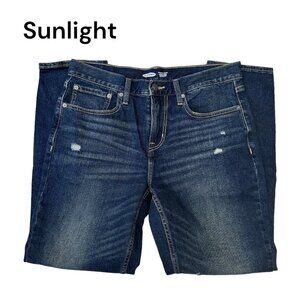 Old Navy Athletic Taper Jeans Men's 32X30 Blue Denim Build In Flex -Distressed